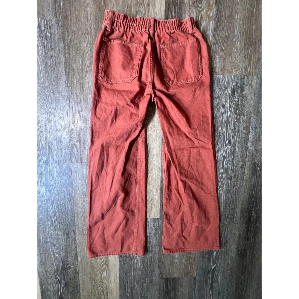 Old Navy Baggy Wide Leg Pants Girls XL 12 Rust Orange High Rise Built-In Tough